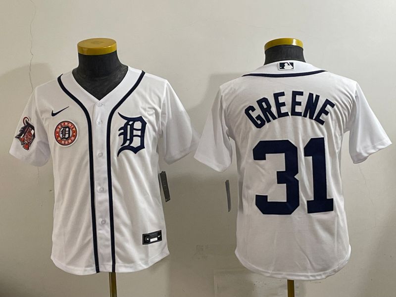 Youth 2025 Detroit Tigers #31 Greene White Game Nike MLB Jersey style 7->youth mlb jersey->Youth Jersey